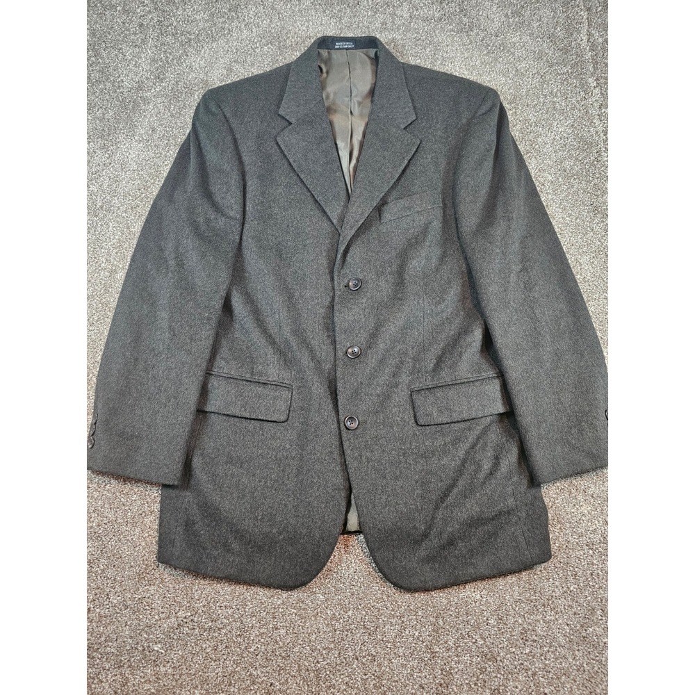 Oscar de la Renta Mens 40R Wool Cashmere Blazer Charcoal Gray Sport Coat